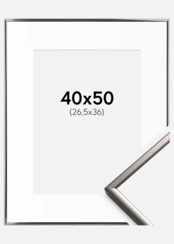 Ramme New Lifestyle Stål 40x50 cm - Passepartout Hvid 27,5x37 cm