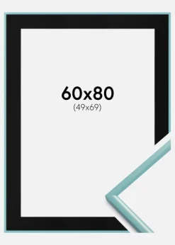 Ramme New Lifestyle Turkis 60x80 cm - Passepartout Sort 50x70 cm
