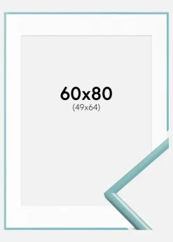 Ramme New Lifestyle Turkis 60x80 cm - Passepartout Hvid 50x65 cm
