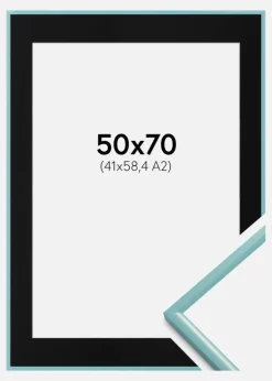 Ramme New Lifestyle Turkis 50x70 cm - Passepartout Sort 42x59,4 cm (A2)