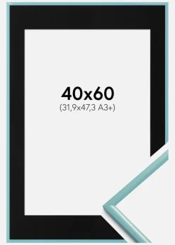 Ramme New Lifestyle Turkis 40x60 cm - Passepartout Sort 32,9x48,3 cm (A3+)