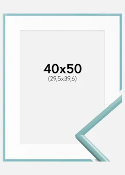 Ramme New Lifestyle Turkis 40x50 cm - Passepartout Hvid 12x16 inches