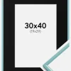 Ramme New Lifestyle Turkis 30x40 cm - Passepartout Sort 20x30 cm