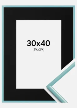Ramme New Lifestyle Turkis 30x40 cm - Passepartout Sort 20x30 cm