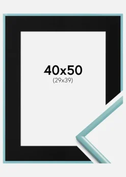 Ramme New Lifestyle Turkis 40x50 cm - Passepartout Sort 30x40 cm