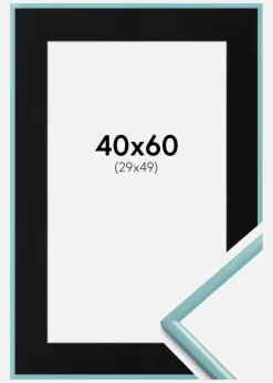 Ramme New Lifestyle Turkis 40x60 cm - Passepartout Sort 30x50 cm