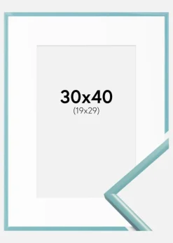 Ramme New Lifestyle Turkis 30x40 cm - Passepartout Hvid 20x30 cm