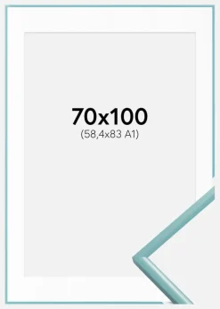 Ramme New Lifestyle Turkis 70x100 cm - Passepartout Hvid 59,4x84 cm (A1)