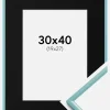 Ramme New Lifestyle Turkis 30x40 cm - Passepartout Sort 20x28 cm