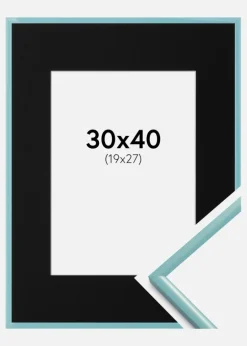 Ramme New Lifestyle Turkis 30x40 cm - Passepartout Sort 20x28 cm