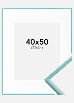 Ramme New Lifestyle Turkis 40x50 cm - Passepartout Hvid 28x35 cm