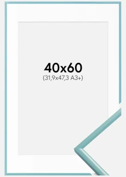 Ramme New Lifestyle Turkis 40x60 cm - Passepartout Hvid 32,9x48,3 cm (A3+)