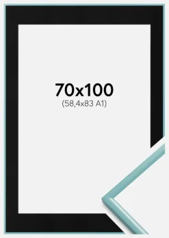 Ramme New Lifestyle Turkis 70x100 cm - Passepartout Sort 59,4x84 cm (A1)
