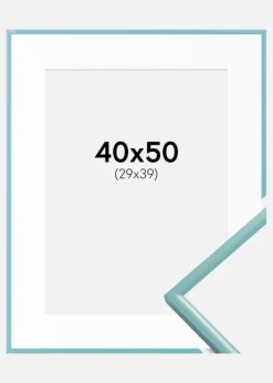 Ramme New Lifestyle Turkis 40x50 cm - Passepartout Hvid 30x40 cm