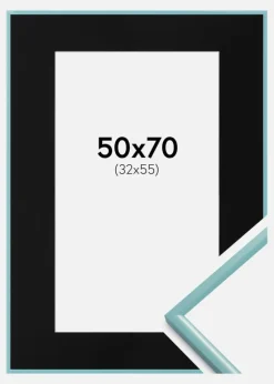 Ramme New Lifestyle Turkis 50x70 cm - Passepartout Sort 33x56 cm