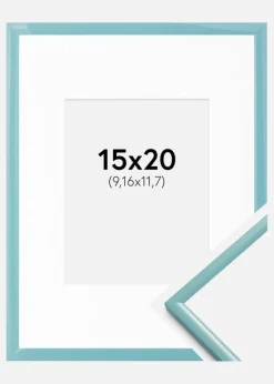 Ramme New Lifestyle Turkis 15x20 cm - Passepartout Hvid 4x5 inches