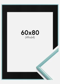 Ramme New Lifestyle Turkis 60x80 cm - Passepartout Sort 50x65 cm