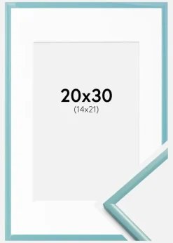 Ramme New Lifestyle Turkis 20x30 cm - Passepartout Hvid 15x22 cm
