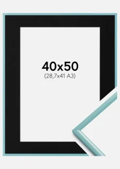 Ramme New Lifestyle Turkis 40x50 cm - Passepartout Sort 29,7x42 cm (A3)