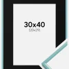 Ramme New Lifestyle Turkis 30x40 cm - Passepartout Sort 21x30 cm