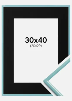 Ramme New Lifestyle Turkis 30x40 cm - Passepartout Sort 21x30 cm