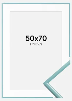 Ramme New Lifestyle Turkis 50x70 cm - Passepartout Hvid 40x60 cm