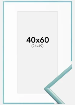 Ramme New Lifestyle Turkis 40x60 cm - Passepartout Hvid 25x50 cm