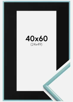 Ramme New Lifestyle Turkis 40x60 cm - Passepartout Sort 25x50 cm