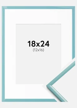 Ramme New Lifestyle Turkis 18x24 cm - Passepartout Hvid 13x17 cm