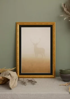 Ramme Nostalgia Guld 50x100 cm - Passepartout Sort 30x80 cm