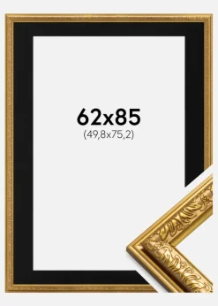 Ramme Nostalgia Guld 62x85 cm - Passepartout Sort 20x30 inches