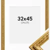 Ramme Nostalgia Guld 32x45 cm - Passepartout Hvid 25x30 cm