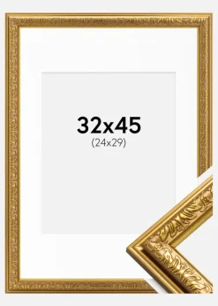 Ramme Nostalgia Guld 32x45 cm - Passepartout Hvid 25x30 cm