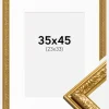 Ramme Nostalgia Guld 35x45 cm - Passepartout Hvid 24x34 cm