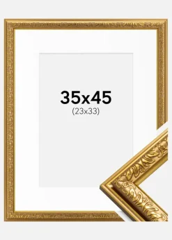 Ramme Nostalgia Guld 35x45 cm - Passepartout Hvid 24x34 cm