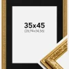 Ramme Nostalgia Guld 35x45 cm - Passepartout Sort 11x14 inches