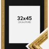 Ramme Nostalgia Guld 32x45 cm - Passepartout Sort 10x12 inches