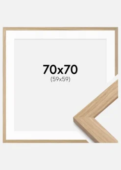 Ramme Oak Wood 70x70 cm - Passepartout Hvid 60x60 cm