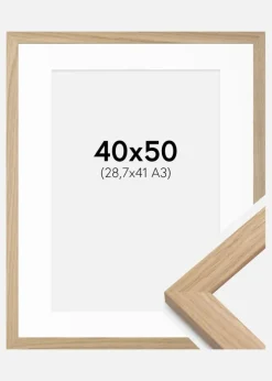 Ramme Oak Wood 40x50 cm - Passepartout Hvid 29,7x42 cm (A3)