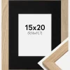 Ramme Oak Wood 15x20 cm - Passepartout Sort 4x5 inches
