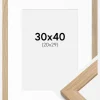 Ramme Oak Wood 30x40 cm - Passepartout Hvid 21x30 cm