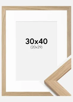 Ramme Oak Wood 30x40 cm - Passepartout Hvid 21x30 cm