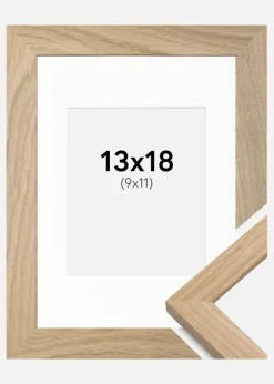 Ramme Oak Wood 13x18 cm - Passepartout Hvid 10x12 cm