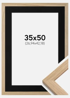 Ramme Oak Wood 35x50 cm - Passepartout Sort 11x17 inches