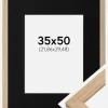 Ramme Oak Wood 35x50 cm - Passepartout Sort 9x12 inches