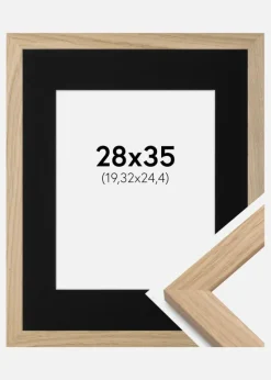 Ramme Oak Wood 28x35 cm - Passepartout Sort 8x10 inches
