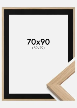Ramme Oak Wood 70x90 cm - Passepartout Sort 60x80 cm