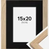 Ramme Oak Wood 15x20 cm - Passepartout Sort 10x15 cm