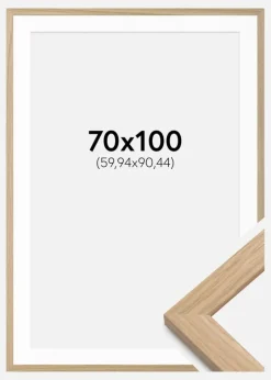 Ramme Oak Wood 70x100 cm - Passepartout Hvid 24x36 inches