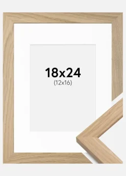 Ramme Oak Wood 18x24 cm - Passepartout Hvid 13x17 cm